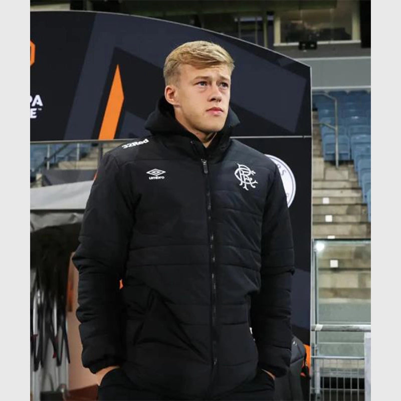 Connor Barron UEFA Europa League 2025/26 Black Jacket Jacket unisex front product view | Dash Racegear — Connor Barron Europa League 2025/26 stylish black outerwear