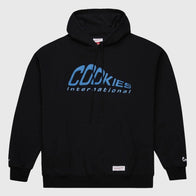 M&N x Cookies 2025 Pullover Hoodie Hoodie unisex front product view | Dash Racegear — Soft black fleece hoodie from Mitchell & Ness Cookies collab