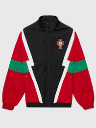 Portugal 1990 Retro Football Jacket Jacket unisex front product view | Dash Racegear — Copa Football Portugal 1990 retro unisex jacket in multicolor celebrating vintage football heritage with timeless style.