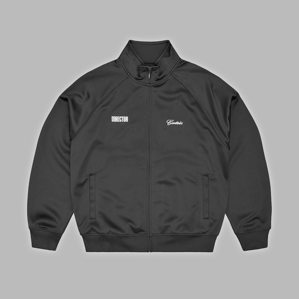 Corteiz x Gabriel Moses Track Jacket Jacket unisex detail view 3 | Dash Racegear — Unisex black zip track jacket by Corteiz x Gabriel Moses 2026 Regina edition, lightweight sporty daily outerwear.