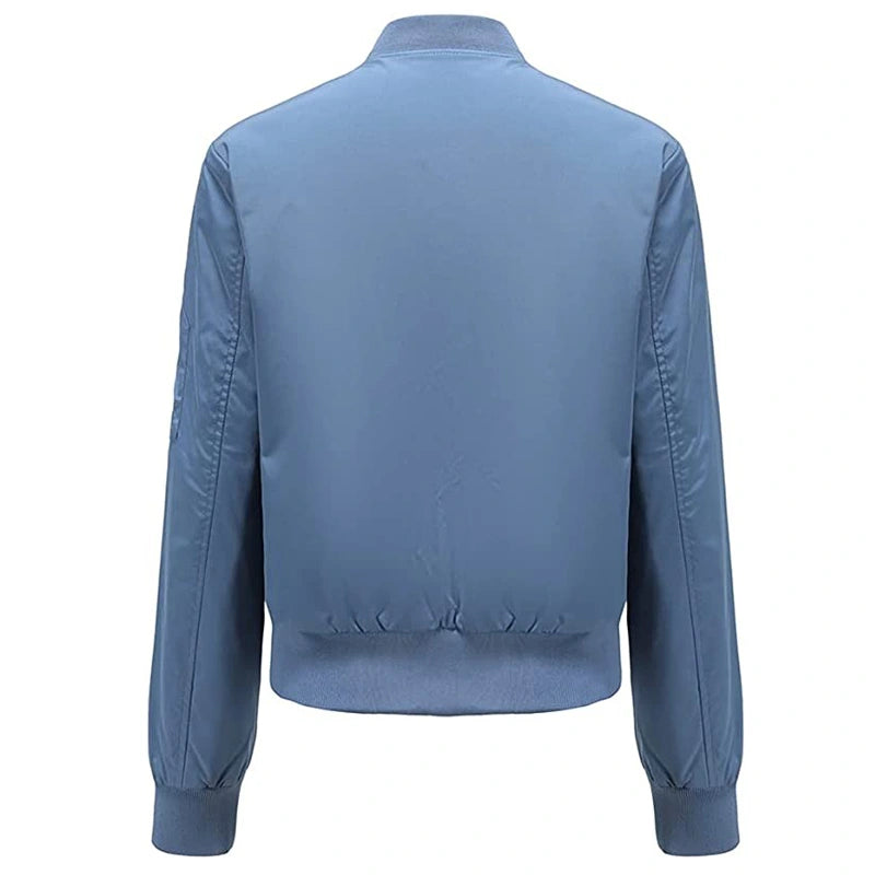 Women Sky Blue Bomber Jacket Bomber Jacket women detail view 2 | Dash Racegear — Sky Blue Bomber Jacket