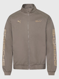 Porsche Legacy x PUMA Pepita Lifestyle Jacket Jacket unisex front product view | Dash Racegear — 2026 PUMA x Porsche Legacy Pepita Lifestyle Black White Taupe Unisex Jacket reflecting motorsport heritage and premium craftsmanship