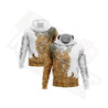 Custom Stitched White & Black - Old Gold 3D Deer Hunting Hoodie