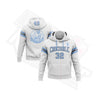 Custom Stitched White & Light Blue - Steel Gray Football Pullover Hoodie