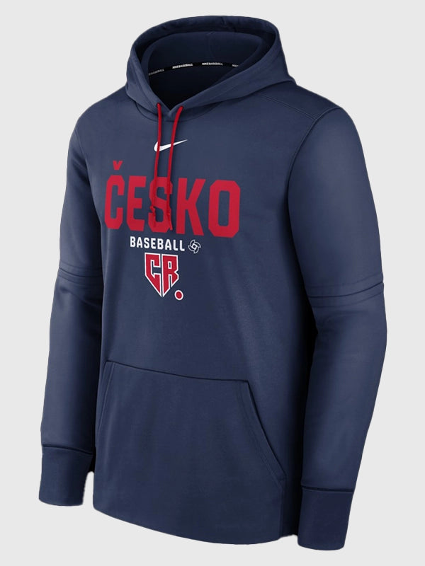 Czech 2026 World Baseball Classic Hoodie Hoodie unisex front product view | Dash Racegear — Czech Baseball Nike 2026 WBC Authentic Collection Hoodie, navy fleece, warm and stylish for fans.