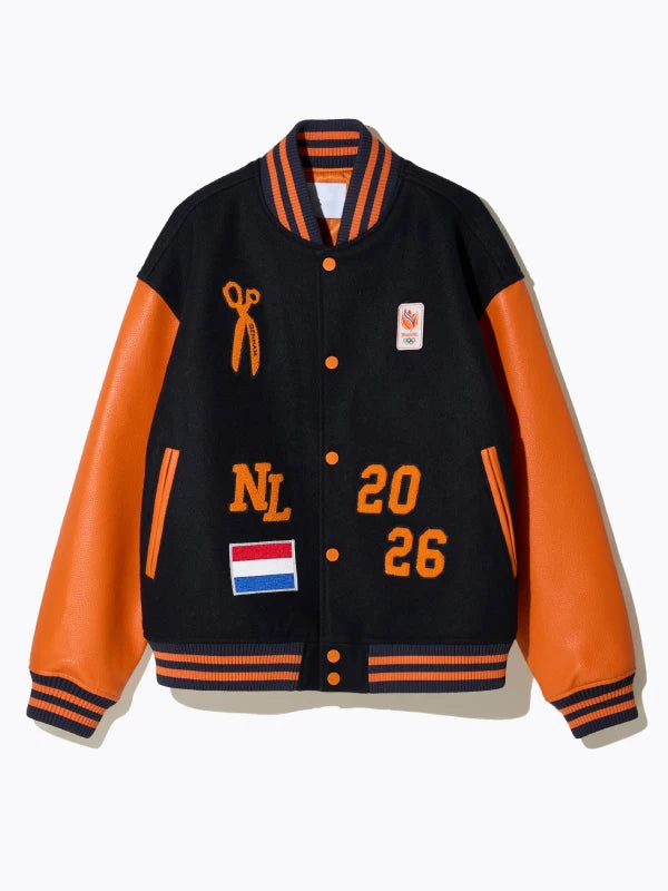 Denham TeamNL Varsity Jacket Varsity Jacket unisex detail view 6 | Dash Racegear — Team Netherlands jacket by Denham, varsity style with warm lining and standout country branding.