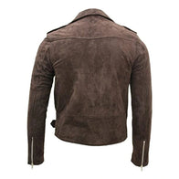 Mens Dark Brown Biker Suede Leather Jacket Leather Jacket men detail view 2 | Dash Racegear — Dark Brown Biker Suede Leather Jacket