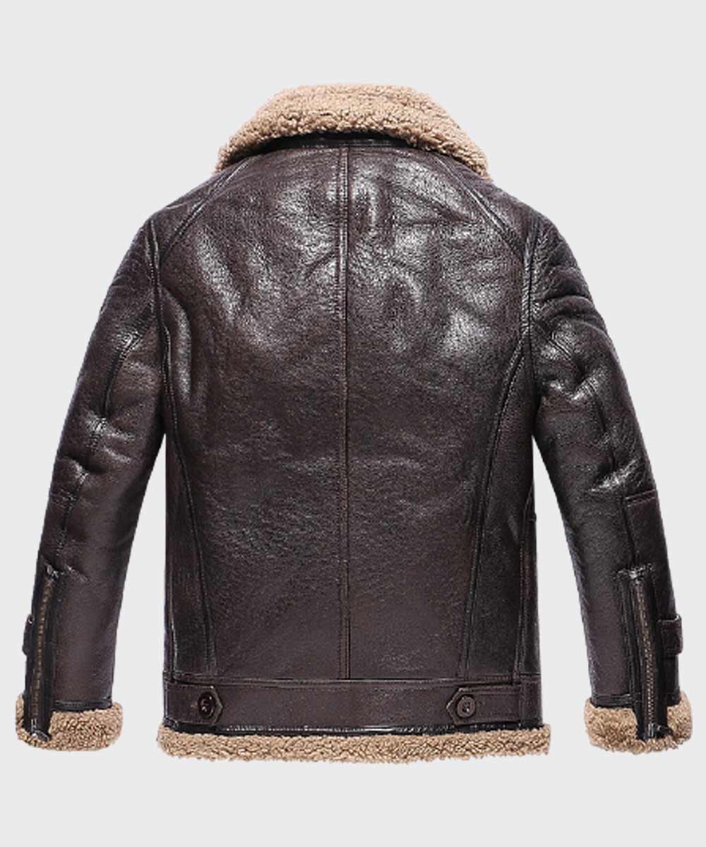 Mens Sheepskin Shearling Dark Brown Leather Jacket Leather Jacket men detail view 4 | Dash Racegear — Mens Brown Shearling Leather Jacket