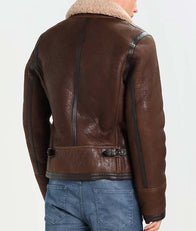 Mens Dark Brown Aviator Leather Jacket Leather Jacket men detail view 2 | Dash Racegear — Mens Dark Brown Shearling Avaitor Leather Jacket