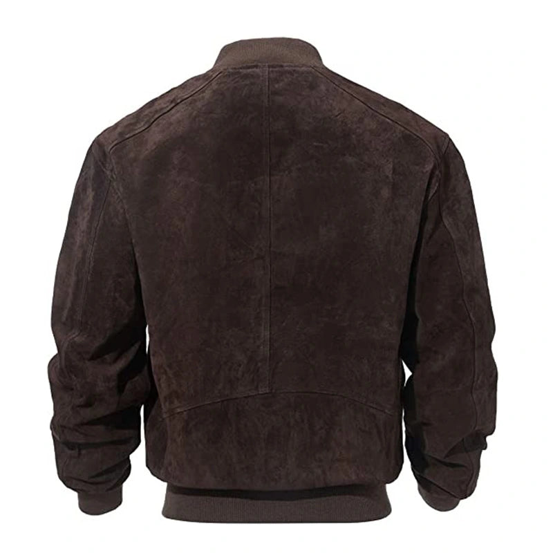 Mens Dark Brown Suede Leather Jacket Leather Jacket men detail view 2 | Dash Racegear — Brown Motorcycle Suede Leather Jacket