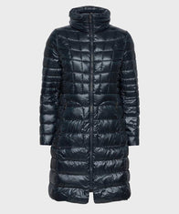 Mens Winter Dark Navy Long Coat Jacket men detail view 2 | Dash Racegear — Mens Hooded Puffer Long Coat