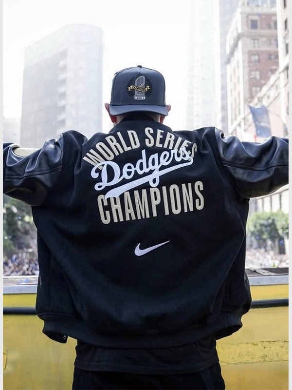 Nike Dodgers World Series Letterman Jacket Jacket unisex detail view 9 | Dash Racegear — Dave Roberts Dodgers World Series Championship Parade Jacket