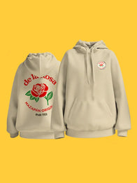 De La Rosa Hoodie Hoodie unisex front product view | Dash Racegear — De La Rosa Mazapan Beige Fleece Pullover Hoodie, cozy hood and neutral tone for effortless daily style.