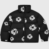 Denim Tears Black Puffer Jacket Puffer Jacket unisex front product view | Dash Racegear — Lightweight Black Puffer Jacket by Denim Tears 2025 Collection