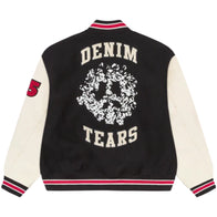Denim Tears Peace Wreath Varsity Jacket Varsity Jacket unisex detail view 2 | Dash Racegear — Varsity jacket featuring Peace Wreath artwork by Denim Tears