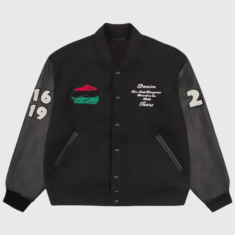 Denim Tears Peace Wreath Varsity Jacket Varsity Jacket unisex detail view 8 | Dash Racegear — Denim Tears iconic Peace Wreath letterman varsity jacket