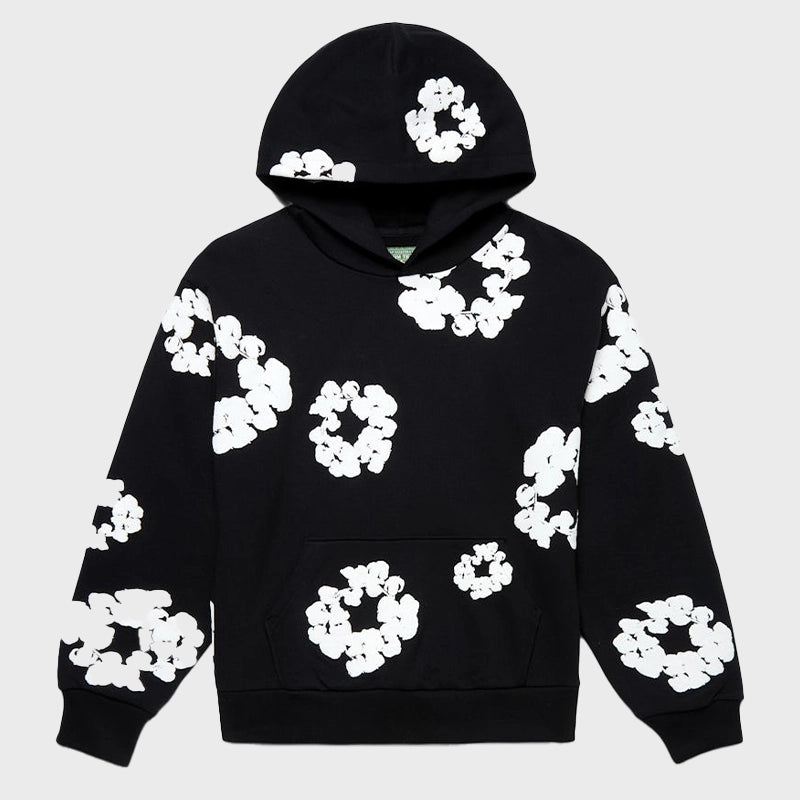 Denim Tears The Cotton Wreath Hoodie Hoodie unisex front product view | Dash Racegear — Denim Tears The Cotton Wreath Hoodie Black