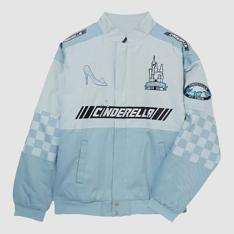 Disney Cinderella Icons Racing Jacket Jacket unisex front product view | Dash Racegear — Cinderella Disney Icons Street Jacket – Racing Aesthetic for Fans