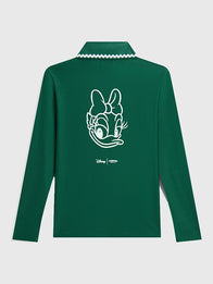 Carnival Golf x Disney Daisy Doodle Polo Shirt Shirt unisex detail view 2 | Dash Racegear — Carnival Golf x Disney 2026 Unisex Daisy Doodle LS Polo Shirt in Green with lightweight comfort and timeless casual style.