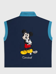 Carnival Golf x Disney Mickey Vest Vest unisex detail view 2 | Dash Racegear — Navy blue Carnival Golf x Disney Mickey zip-up vest featuring a versatile unisex fit and modern casual appeal.