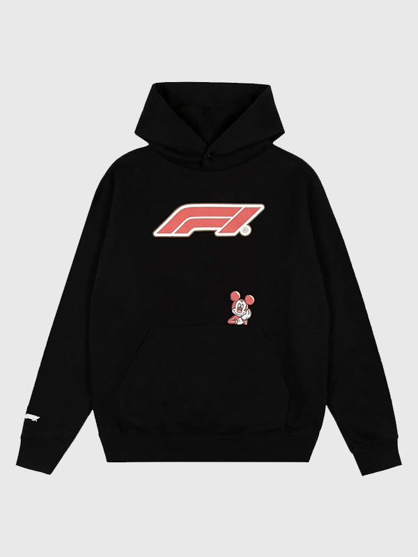 Formula 1 x Disney Canada GP 2026 Hoodie Hoodie unisex front product view | Dash Racegear — 2026 Black Pullover Hoodie Disney x F1 Canada Grand Prix featuring soft comfort and racing-inspired design.