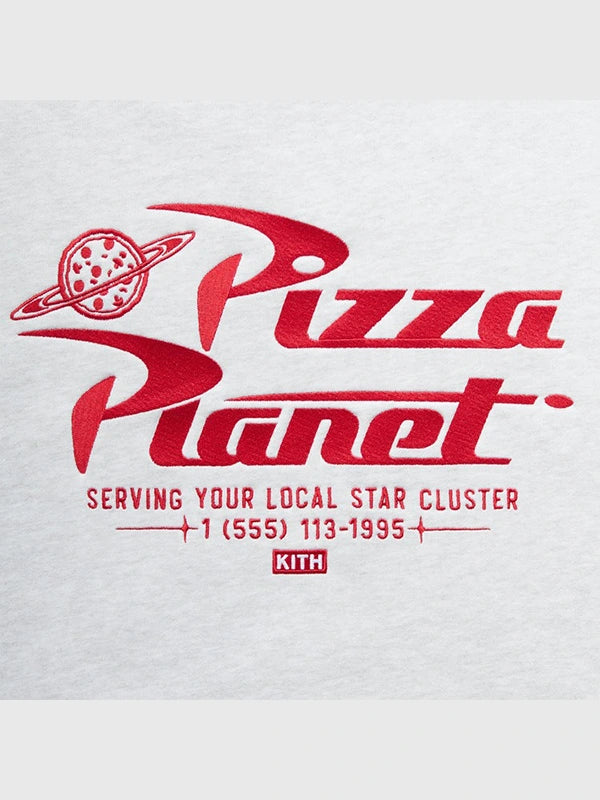 Disney x Kith for Pixar Pizza Planet Nelson Crewneck Sweatshirt Sweatshirt unisex detail view 3 | Dash Racegear — Disney x Kith Pixar Pizza Planet Nelson Sweatshirt, 2025 collection, classic crewneck style, perfect for casual outings.