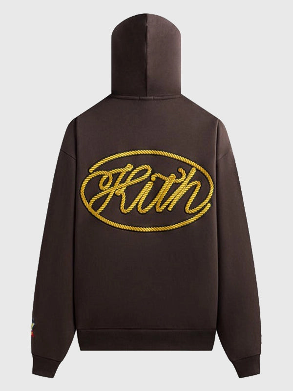 Disney x Kith for Pixar Woody Nelson Hoodie Hoodie unisex detail view 2 | Dash Racegear — Brown Disney x Kith 2025 Woody Nelson Hoodie, Pixar classic logo, stylish streetwear option for casual fans.