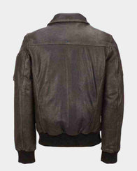 Mens Vintage Bomber Distressed Brown Jacket Jacket men detail view 2 | Dash Racegear — Mens Vintage Bomber Distressed Brown Jacket