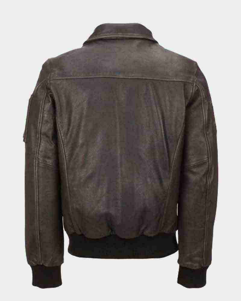Mens Vintage Bomber Distressed Brown Jacket Jacket men detail view 2 | Dash Racegear — Mens Vintage Bomber Distressed Brown Jacket