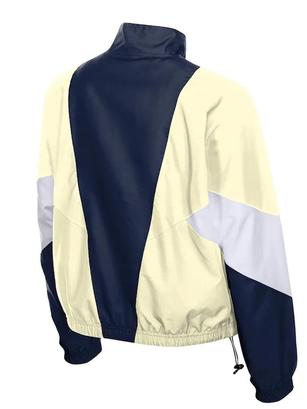 Dodgers New Era Leisure City Connect Windbreaker Jacket Jacket unisex detail view 4 | Dash Racegear — Women’s Dodgers navy/cream windbreaker jacket with full zip, perfect for casual outings.