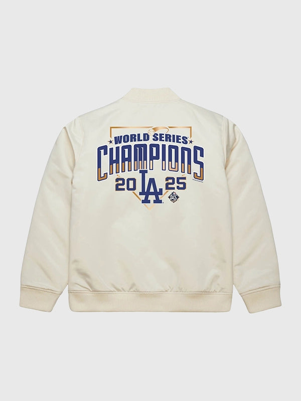 Dodgers Mitchell & Ness 2025 World Series Champions Bomber Jacket Bomber Jacket unisex detail view 2 | Dash Racegear — Dodgers Mitchell & Ness Retro Championship Jacket