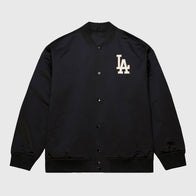 Dodgers Mitchell & Ness 2025 World Series Champions Satin Jacket Jacket unisex front product view | Dash Racegear — 2025 Dodgers World Series Champions Satin Jacket – Retro Style