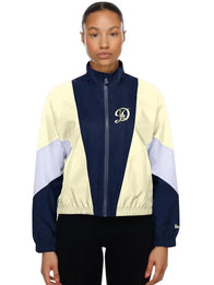 Dodgers New Era Leisure City Connect Windbreaker Jacket Jacket unisex front product view | Dash Racegear — Women’s Los Angeles Dodgers navy/cream windbreaker by New Era, perfect for casual streetwear.