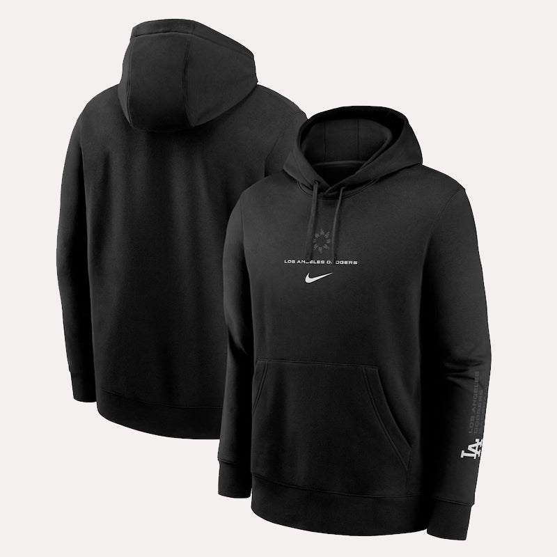Dodgers Nike Black Lights Out Club Hoodie Hoodie unisex detail view 2 | Dash Racegear — Street-Ready Style – Nike Dodgers Blackout Hoodie