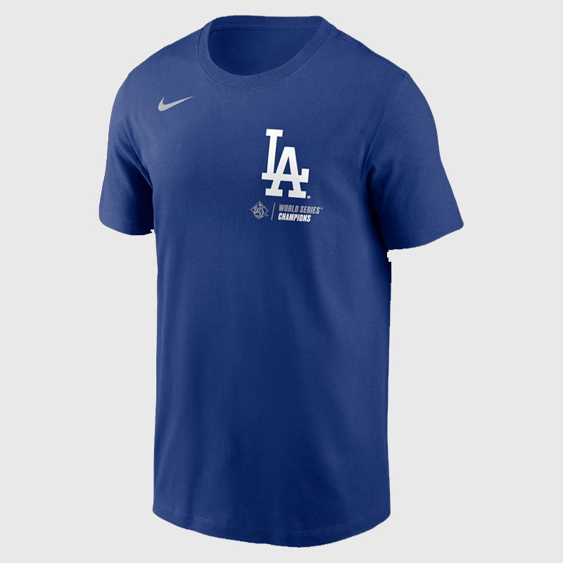 Dodgers Nike Royal 2025 World Series Champions Roster T-Shirt Shirt unisex detail view 2 | Dash Racegear — Classic Royal Dodgers 2025 World Series Champions Tee