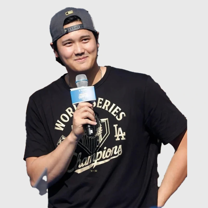 Shohei Ohtani 2025 Dodgers World Series Celebration T-Shirt Shirt unisex detail view 4 | Dash Racegear — Dodgers Shohei Ohtani 2025 Title Celebration Shirt