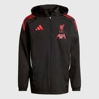LFC Adidas 25/26 Domestic All Weather Jacket Jacket unisex front product view | Dash Racegear — All-weather fleece jacket by Adidas for Liverpool FC’s 2025/26 domestic wear