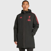 LFC Adidas 25/26 Domestic Long Match Day Jacket Jacket unisex detail view 4 | Dash Racegear — black match day jacket featuring Adidas design and LFC crest