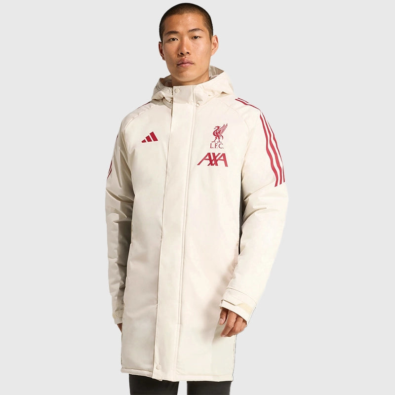 LFC Adidas 25/26 Domestic Long Match Day Jacket Jacket unisex detail view 3 | Dash Racegear — Full-length Liverpool FC jacket for 25/26 match days with lightweight parachute material