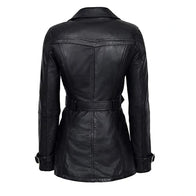 Women’s Double Breasted Black Leather Jacket Leather Jacket women detail view 2 | Dash Racegear — Double Breasted Black Leather Jacket