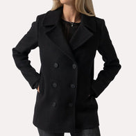 Womens Black Peacoat Jacket women detail view 2 | Dash Racegear — Black Peacoat