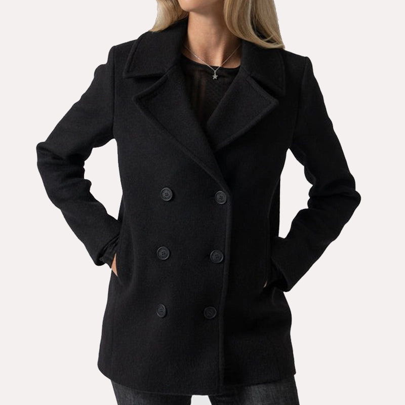 Womens Black Peacoat Jacket women detail view 2 | Dash Racegear — Black Peacoat