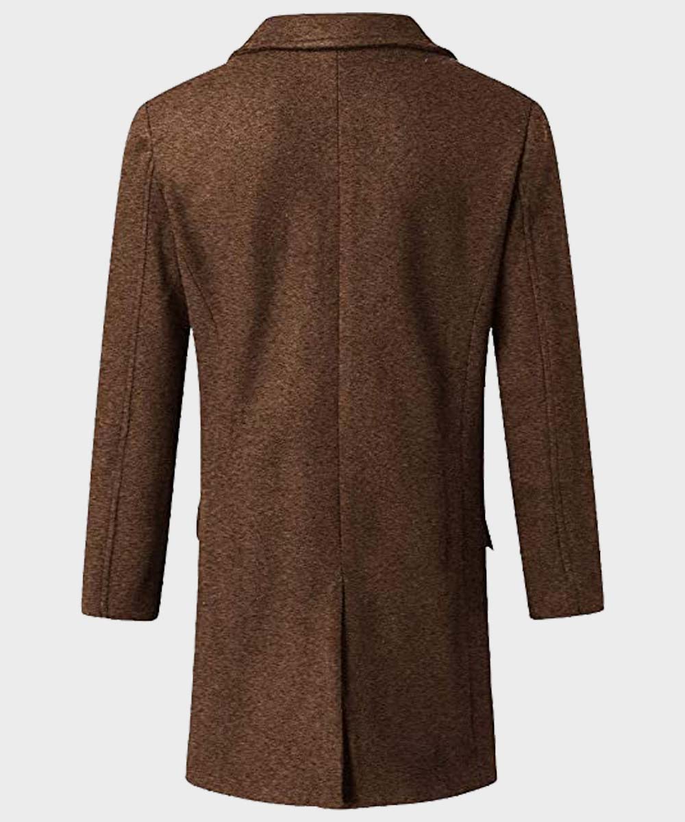 Mens Double Breasted Brown Coat Coat men detail view 2 | Dash Racegear — Mens Double Breasted Brown Coat