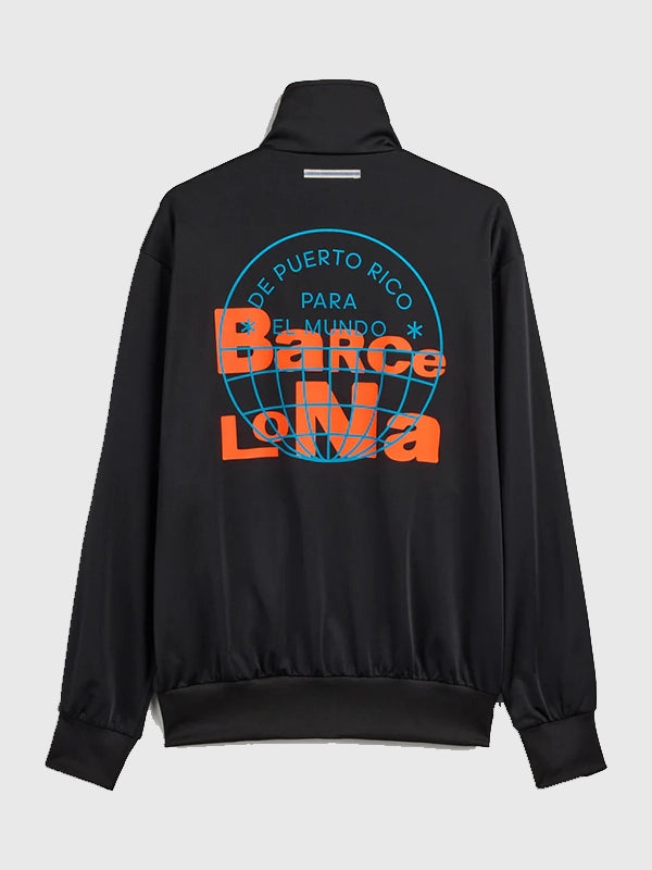 Adidas x Bad Bunny Barcelona Firebird Track Jacket Jacket unisex detail view 3 | Dash Racegear — DtMF Barcelona Tour Merch track jacket combining classic Adidas stripes with modern music culture influence.