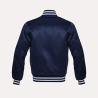 Dylan Blue and White Varsity Jacket Varsity Jacket unisex detail view 2 | Dash Racegear — Men’s Blue and White Varsity Bomber Jacket