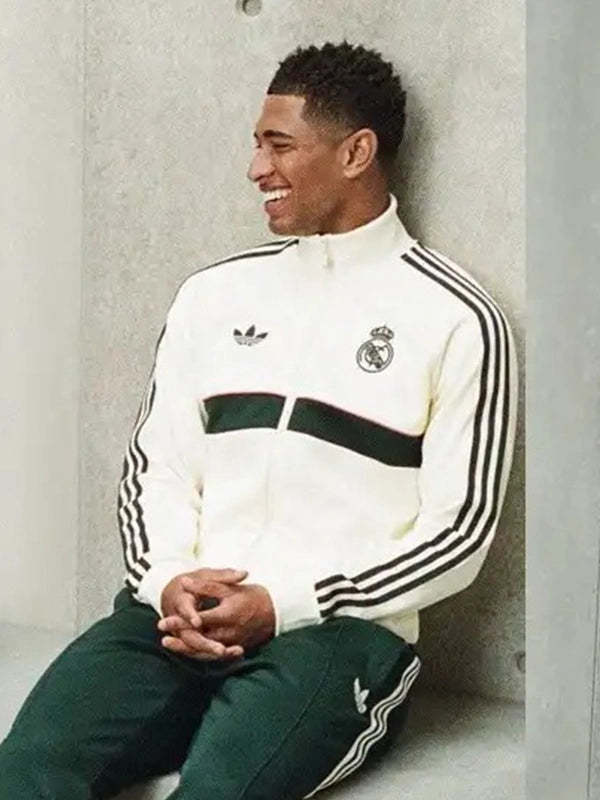 Jude Bellingham EA FC 27 Real Madrid Track Jacket Jacket unisex detail view 3 | Dash Racegear — Adidas Real Madrid EA Sports FC 27 fleece jacket blending Jude Bellingham-inspired design with premium everyday wearability.