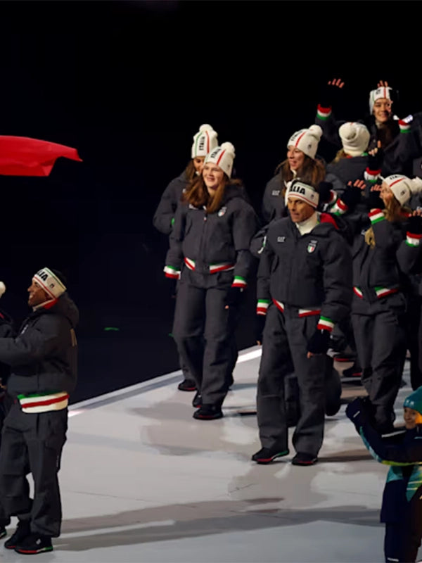 EA7 Emporio Armani Team Italy Opening Ceremony Jacket Jacket unisex detail view 6 | Dash Racegear — Sleek and cozy, the EA7 Emporio Armani Team Italy 2026 wool bomber jacket elevates fan gear instantly.