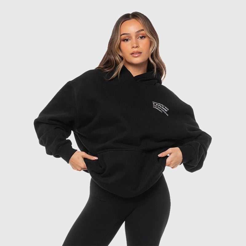 Elite Eleven Community Hoodie Hoodie unisex detail view 2 | Dash Racegear — Relaxed fit black fleece hoodie by Elite Eleven