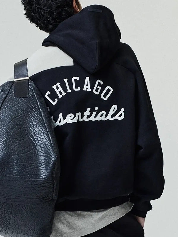 Fear of God ESSENTIALS x White Sox Sport Hoodie Hoodie unisex detail view 4 | Dash Racegear — Fear of God ESSENTIALS hoodie with White Sox branding and easy half zip everyday wear design.