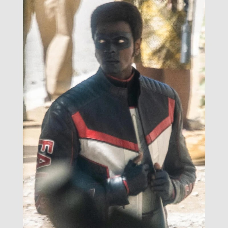 Mr. Terrific Leather Jacket Leather Jacket unisex front product view | Dash Racegear — Mr. Terrific Leather Jacket – Superhero-Inspired Outerwear
